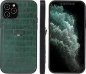 Voor iPhone 12 mini Fierre Shann Crocodile Texture PU lederen beschermhoes met kaartsleuf (groen)