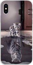 Voor iPhone XS Max gekleurd tekeningpatroon zeer transparant TPU beschermhoes (Cat Tiger)