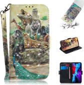Voor iPhone 12/12 Pro 3D Gekleurde Tekening Horizontale Leren Flip Case met Houder & Kaartsleuven & Portemonnee & Lanyard (Zoo)