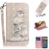 Voor Nokia 2.4 3D Gekleurde Tekening Horizontale Flip Leren Case met Houder & Kaartsleuven & Portemonnee & Lanyard (Eekhoorns)