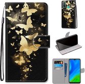 Voor Huawei P Smart (2020) Gekleurde tekening Cross Texture Horizontale Flip PU lederen hoes met houder & kaartsleuven & portemonnee & lanyard (Golden Butterfly Group)