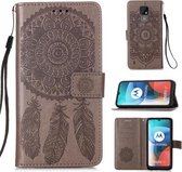 Voor Motorola Moto E7 Dream Catcher Afdrukken Horizontale Flip Leren Case met Houder & Kaartsleuven & Portemonnee & Lanyard (Grijs)