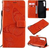 Voor Motorola Edge 3D vlinders reliëf patroon horizontaal flip lederen tas met houder & kaartsleuf & portemonnee (oranje)