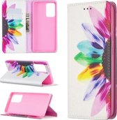 Voor Samsung Galaxy A52 5G Gekleurde Tekening Patroon Onzichtbare Magnetische Horizontale Flip PU Lederen Case met Houder & Kaartsleuven & Portemonnee (Zonnebloem)