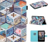 Voor Amazon Kindle Fire HD 7 2015/2017/2019 Gekleurde Tekening Stiksels Horizontale Flip Leren Case met Houder & Kaartsleuven & Slaap / Wekfunctie (Splitsen)