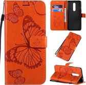 Voor OnePlus 8 3D Vlinders Embossing Patroon Horizontale Flip Leren Case met Houder & Kaartsleuf & Portemonnee & Lanyard (Oranje)