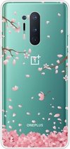 Voor OnePlus 8 Pro schokbestendig geverfd transparant TPU beschermhoes (Cherry Blossoms Fall)