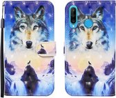 Voor Huawei P30 lite 3D Geschilderd Patroon Horizontale Flip Leren Case met Houder & Portemonnee & Kaartsleuf & Lanyard (Sunrise Wolf)