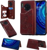 Voor Huawei Mate30 Butterfly Embossing Pattern Schokbestendige beschermhoes met houder & kaartsleuven & fotolijst (bruin)