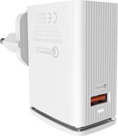 LDNIO A1301Q 2 in 1 18W QC3.0 USB-interface Reisoplader Mobiele telefoonoplader met 8-pins datakabel, EU-stekker