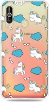 Mode Zachte TPU Case 3D Cartoon Transparante Zachte Siliconen Cover Telefoon Gevallen Voor Galaxy A60 (Cloud Horse)