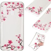 Coloured Drawing Transparent Clear TPU Case voor Galaxy A20e (pruimenbloesem)