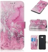 Gekleurde tekening marmer patroon horizontale flip PU lederen tas met houder & kaartsleuven & portemonnee voor Galaxy J4 + (zeewater)