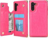 Voor Galaxy Note 10 POLA TPU + PC Plating Volledige dekking Beschermhoes met houder & kaartsleuven en fotolijst (Rose Red)