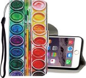 Gekleurde tekening patroon horizontaal Flip PU lederen tas met houder & kaartsleuven & portemonnee & lanyard voor iPhone 6 & 6s (oogschaduw)