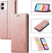 LC.IMEEKE Sterk magnetisme Ultradunne horizontale flip schokbestendige matte TPU + PU lederen tas met houder & kaartsleuven en portemonnee voor iPhone 11 (roségoud)