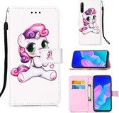 Voor Huawei P40 Lite E / Y7P Schilderen Horizontale Flip Leren Case met Houder & Kaartsleuf & Portemonnee & Lanyard (Speelse Pony)