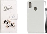 Voor Huawei Y9 (2019) Horizontale Flip Effen Kleur Strass Leren Case met Kaartsleuf & Portemonnee & Houder (Trojaans)