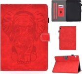 Voor Huawei T5-10.0 reliëf olifant patroon horizontaal flip PU lederen tas met magnetische gesp en beugel en kaartsleuf (rood)