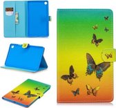 Voor Huawei MediaPad M5 8.4 Stiksels Horizontale Flip Leren Case met Houder & Kaartsleuven & Slaap / Wekfunctie (Regenboog Vlinder)