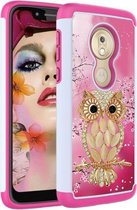 Gekleurd tekeningpatroon PC + TPU beschermhoes voor Motorola Moto G7 Play US-versie (Shell Owl)