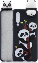 Voor Huawei P30 schokbestendig Cartoon TPU beschermhoes (drie panda's)