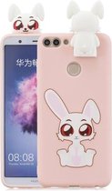 Voor Huawei Enjoy 7s Cartoon schokbestendige TPU beschermhoes met houder (konijn)