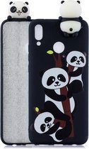 Voor Huawei Y9 (2019) schokbestendig Cartoon TPU beschermhoes (drie panda's)