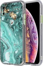 Gekleurd glazuur marmer TPU + pc beschermhoes voor iPhone XS Max (groen)