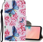 Voor Samsung Galaxy A72 5G Gekleurde Tekening Patroon Horizontale Flip Leren Case met Houder & Kaartsleuven & Portemonnee & Lanyard (Dragonfly Bloem)