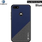Voor Motorola Moto E6 Spelen PINWUYO Rong-serie Schokbestendige pc + TPU + beschermhoes van chemische vezeldoek (blauw)