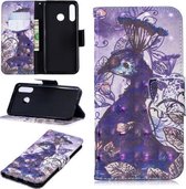 3D Gekleurde Tekening Patroon Horizontale Flip Leren Case voor Huawei P30 Lite, met Houder & Kaartsleuven & Portemonnee (Pauw)