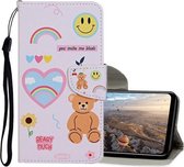 Voor Huawei P30 Gekleurde Tekening Patroon Horizontale Flip Leren Case met Houder & Kaartsleuven & Portemonnee (Smile Bear)