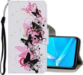 Voor OPPO A5S Gekleurde tekening patroon Horizontale flip lederen tas met houder & kaartsleuven & portemonnee (vlinder)