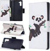 Gekleurde tekening patroon horizontale flip lederen tas met houder & kaartsleuven & portemonnee voor Galaxy Note10 (boom en panda)