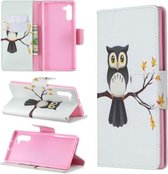 Gekleurde tekening patroon horizontale flip lederen tas met houder & kaartsleuven & portemonnee voor Galaxy Note10 (Owl on the Tree)
