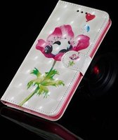 3D-schilderijpatroon Gekleurde tekening Horizontale Flip PU lederen tas met houder & kaartsleuven & portemonnee voor Galaxy A40 (Flower Panda)