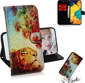 Gekleurde tekening patroon Kleurrijke magnetische gesp Horizontale flip PU lederen tas met houder & kaartsleuven & portemonnee & lanyard voor Galaxy A20 / A30 (Tiger Rose)