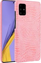 Voor Galaxy A51 schokbestendige krokodiltextuur pc + PU-hoes (roze)