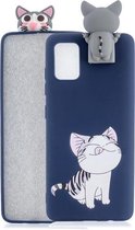 Voor Galaxy A41 Cartoon schokbestendige TPU beschermhoes met houder (likkende kat)