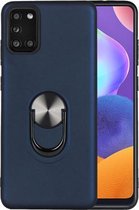 Voor Galaxy A31 360 roterende multifunctionele stent pc + TPU-hoes met magnetische onzichtbare houder (marineblauw)