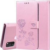 Voor Samsung Galaxy M30s / M21 Rose reliëf horizontale flip PU lederen tas met houder & kaartsleuven & portemonnee (rose goud)