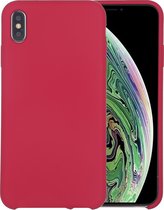 Four Corners Full Coverage Siliconen beschermhoes achterkant voor iPhone XS Max (Rose Red)