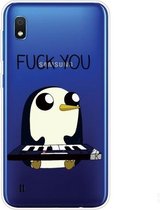 Voor Samsung Galaxy A10 gekleurd tekeningpatroon zeer transparant TPU beschermhoes (pinguïn)