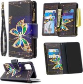 Voor Samsung Galaxy A81 Gekleurde Tekening Patroon Rits Horizontale Flip Lederen Case met Houder & Kaartsleuven & Portemonnee (grote Vlinder)