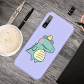 Voor Galaxy A50 Cartoon Animal Pattern Shockproof TPU beschermhoes (Purple Crocodile Bird)