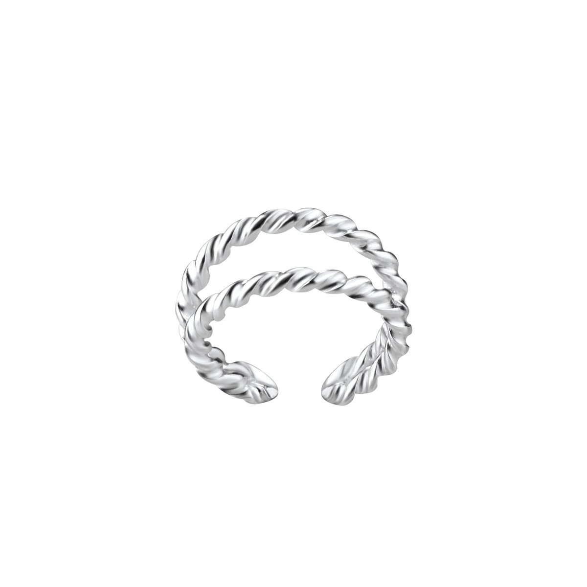 ear cuff zilver dubbel twisted | oorklem dames zilver | chain Ear Studs | zilverana | Sterling 925 Silver | zilveren oorbellen dames