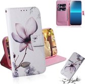 Voor Sony Xperia L4 Gekleurde Tekening Horizontale Flip Leren Case met Houder & Kaartsleuf & Portemonnee (Magnolia Bloem)