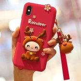 Lovely Reindeer Full Package Anti Falling Silicone Sleeve voor iPhone XS (rood)