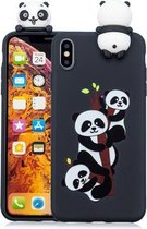 Voor iPhone XS Max schokbestendige cartoon TPU beschermhoes (drie panda's)
